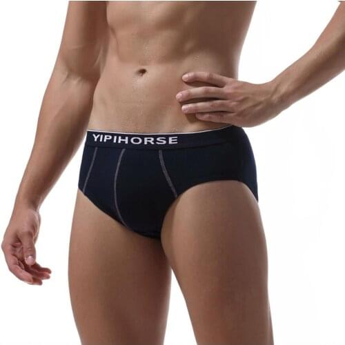 2pcs/lot youth autumn and winter comfortable color cotton mens underwear sexy mid-waist U convex design young male boyshort