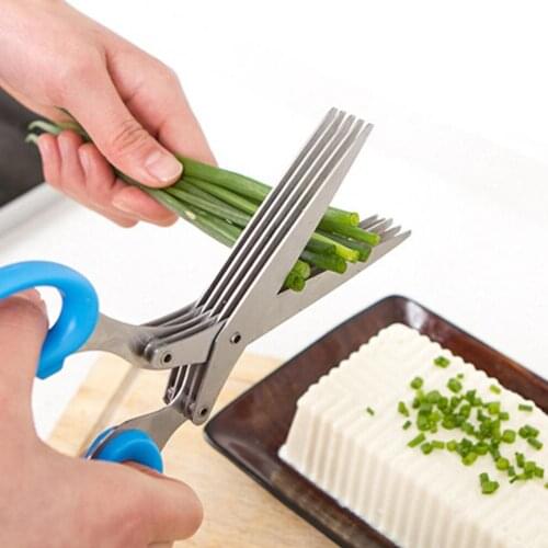 Stainless Steel 5 Layers Herb Scissors Scallion Shredding Cutter Kitchen Tool