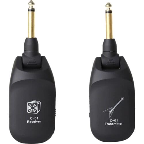 Wireless Guitar System Built-in Rechargeable 4 Channels Wireless Guitar Transmitter Receiver for Electric Guitar Bass