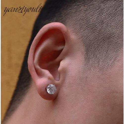 Shiny Classic Fashion Color CZ Element Stud Earrings for Women Crystal Zircon Studs Earring Mens Jewelry Wholesale New 2020