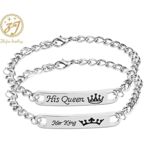 Zhijia his queen her king lovers Bracelets Bending statement valentines gift imperial crown bracelet for girlfriend boyfriend