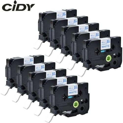 Cidy 10pcs For Brother Tze243 Tz 243 Tz-243 Tz243 Tze 243 P-touch Label Printers Laminated Ribbon Cassette