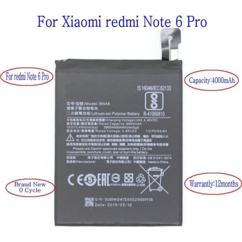 Ciszean 1x BN48 4000mAh Replacement Battery For Xiaomi redmi Note 6 Pro BN48 Batteries Red rice Note6 Pro bateria Battery