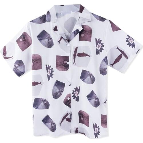 Neatie kiddie Vintage Casual Women Short Sleeve Summer Shirt Blusas Lady Loose Casual Print Tops Shirt Female