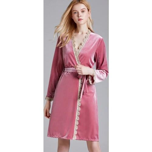 New Pajama Lady Spring And Autumn Golden Fleece Korea Fleece Long Style Dressing Gown Home Wear Hotel Bathrobe Intimate Lingerie