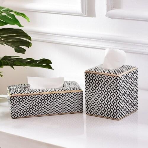 Ceramic creative personality light luxury style tissue box living room coffee table simple paper napkins mosaic paper boxLB41610