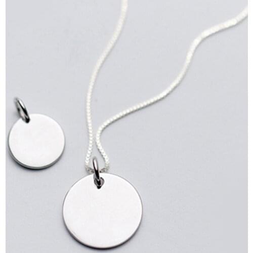 1pc 11mm/ 15mm Polished Round Coin Necklace pendant Real. 925 Sterling Silver Fine Jewelry Gift
