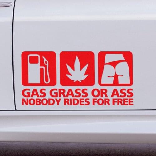 3 Pieces Customization GAS GRASS OR ASS NOBODY RIDES FOR FREE Car Body Car Stickers Car Styling For all car accessories