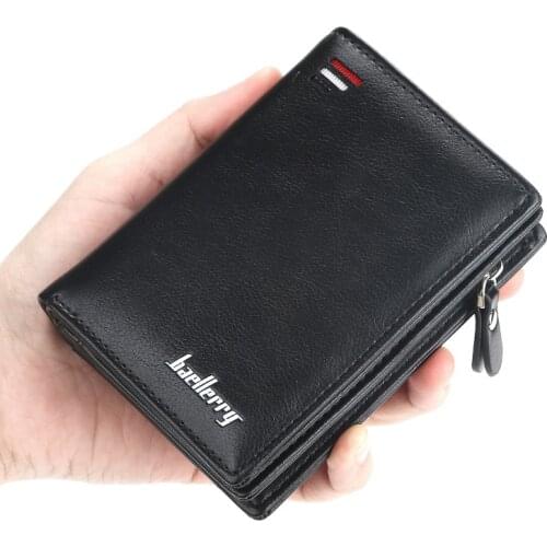 Mens Short Wallet European and American Vertical Multi-card Position Button Zero Wallet Fashion Youth Card Bag Man