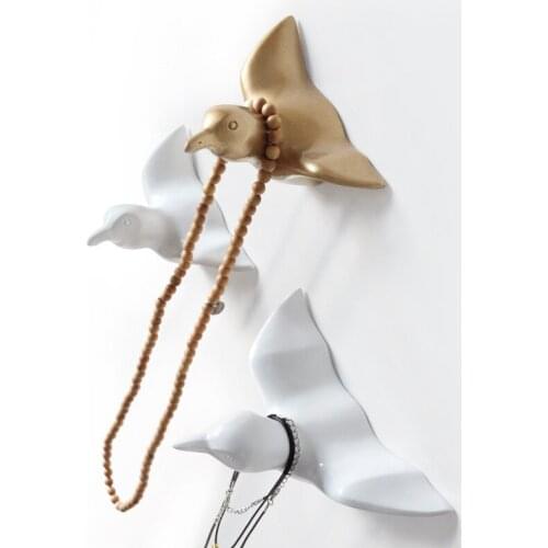 Seagull Birds Shaped Hooks Wall Decoration Home Accessories Hanger Resin Animal Key Lecklace Hat Coat Handbag Holder Minimalist
