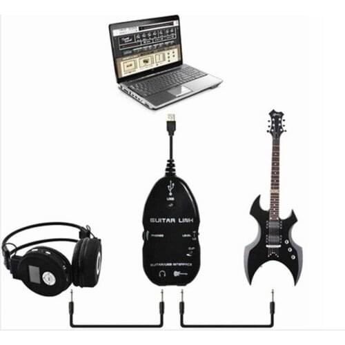 Easy Plug and Play Guitar Link to USB Interface Cable for PC and Video Recording