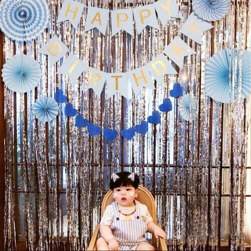 Hot sale 2 Meters Length Gold Foil Fringe Tinsel Curtain Tassel Garlands Wedding Photography Backdrop Birthday Party Decoration