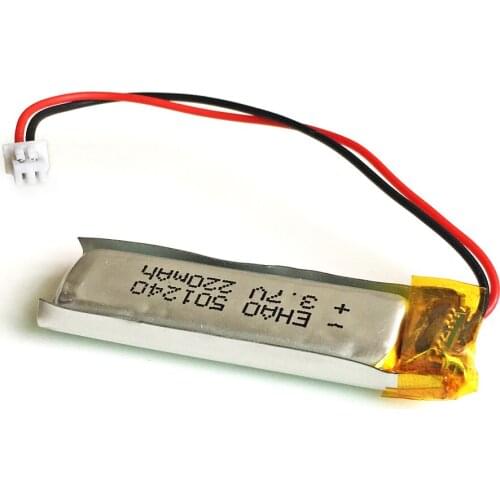3.7V 220mAh Lithium Polymer LiPo Rechargeable Battery 501240 JST 1.25mm 2pin For Mp3 GPS PSP bluetooth headphone electronic part