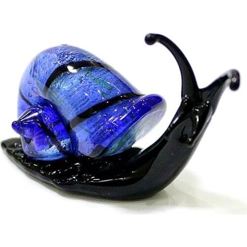 Silver Foil Murano Glass Snail Miniature Figurines Cute Animal Collection Home Garden Decor Art Ornaments New Year Gift For Kids