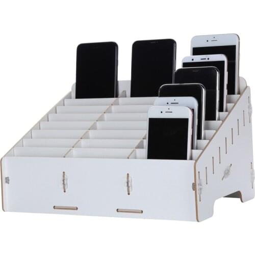Multifunctional Wooden Storage Box Desktop Office 12/24 Grid Rack for Mobile Phone Repair Tool Box Motherboard Display Container