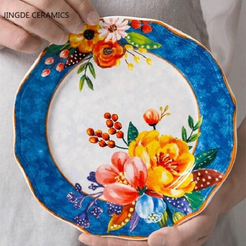 Personality Plant Flowers Irregular Ceramic Plate Western Steak Salad Dessert Cake Sushi Home Kitchen Storage Decoration Plate