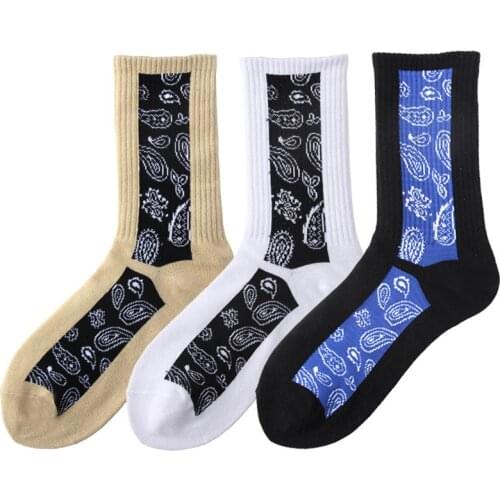 Creative Crew Young Street Fashion Socks Block Hi Tornado Cyclone Twister Vertical Cashew Joint Ins Skateboard Bandanna Paisley
