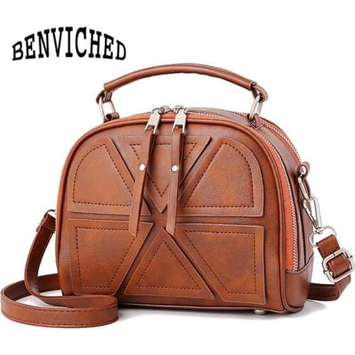 BENVICHED 2021 New Vinatge Hobos Handbags Fashion PU Leather Women single Shoulder Bags Crossbody Bags Top-handle Bags L130