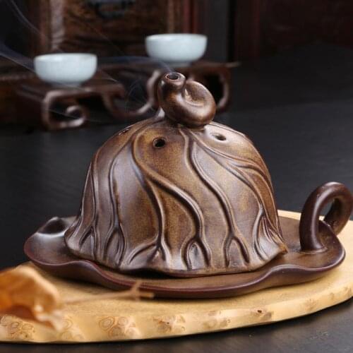 The new lotus creative The tea ceremony censer Ceramic plate of sweet sweet Variable archaize smoked incense burner Imitation