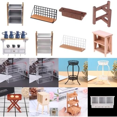 NEW Dollhouse Miniature Wooden Plastic Fruit Vegetables Book Storage Rack Shelf For Living Room/Bedroom