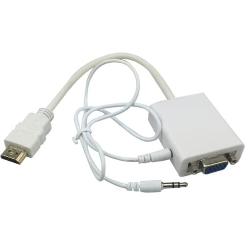 Raspberry Pi 3 HDMI to VGA Cable Converter Male to Female + Audio Cable 1080P HDMI to VGA Adapter for Orange Pi PC Laptop DVD PC