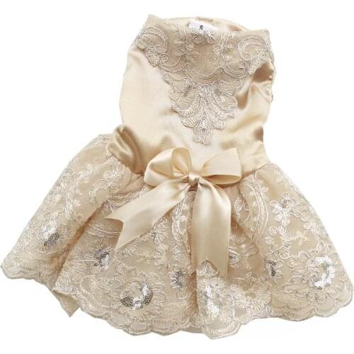 Luxury Princess Dog Wedding Dress Lace Pet Cat Tulle Teddy Skirt for Small Puppy