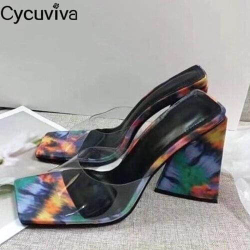 Summer Super Heel Women Slippers Clear Pvc Ladies Slides Brand High Heel Party Dress Shoes For Women Designer Sandalias Mujer