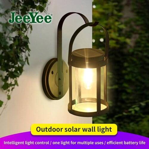 LED Solar Lantern Lamp Waterproof Solar Garden Light Decorative For Patio Backyard Wall Lamp Vintage Metal Garden Lights JeeYee