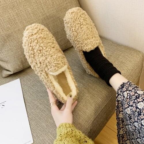 Warm Women Winter Shoes Plush Inside Loaferes Ladies Indoor Home Slippers Ladies Multicolor Slip On Shoes U12-78