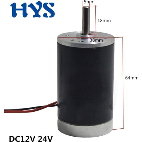HYS DC Motor 12V 24V 10W 0.5A High Speed 2000/3000/4000/5000/6000rpm Mini Electric Motors 12 V Volt Motor DC12V DIY Toys 38srz
