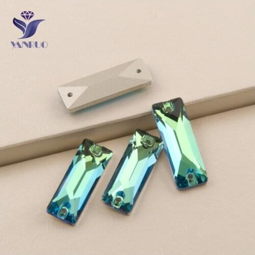 YANRUO 3255 All Sizes Peridot High Quality Flatback Sew On Crystal Cosmic Baguette Strass Rhinestone For Jewelry Making