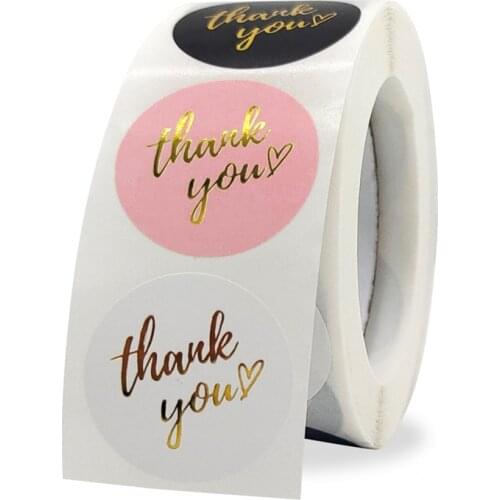 1 Inch/1.5 Inch Thank You Sealing Sticker Handmade Products Decoration Stickers Wedding Gift Package Labels Color Sticker 500Pcs