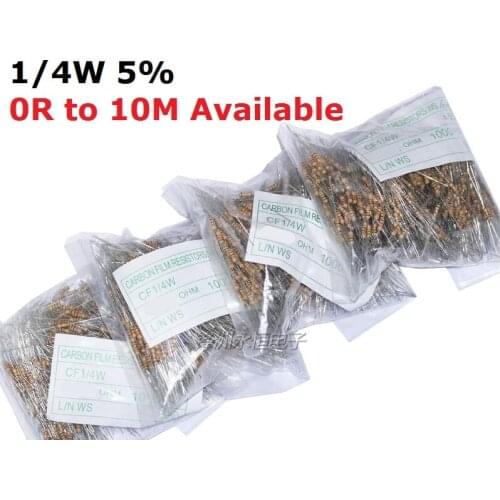 1000PCS/LOT 1/4W 8.2K/9.1K/10K/12K/15K Ohm carbon film resistor 0.25W 1/4W resistors 10K 5% color ring metal film resistance 5