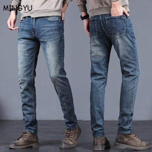 2021 Brand Clothing Biker Jeans Men Streetwear Long Slim Denim Pant Skinny Mid Waist Slight Elastic Cotton Trousers Male 27-36
