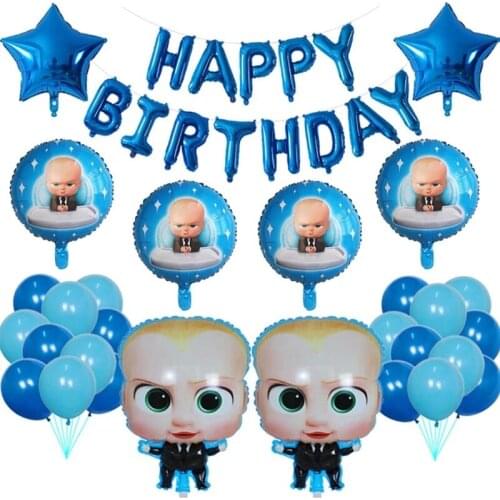38pcs Cartoon Baby Boss Balloons Baby Shower 1 2 3 4th Foil Helium Balloons Kids Birthday Party Decorations Air Globos Supplies