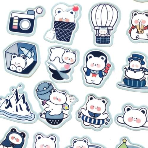 40 pcs/Pack Salt Blue Milk Bear Journey Decorative Stickers DIY Kids Story Book Stickers