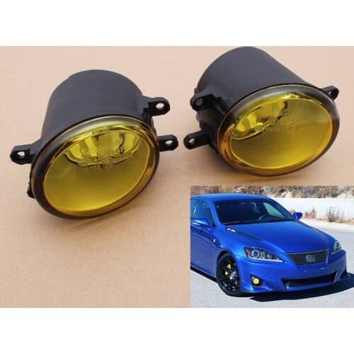 Car Left/Right Side Fog Light Lamp Yellow Lens Car Front Bumper Fog Light H11 Bulb for Yaris 07-12 CT200h 11-14 IS350 14-15