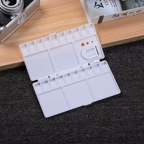 White Plastic Paint Palette Box Watercolor Tray With 25 Grids Flip Cap Folding Art Tool Supplies