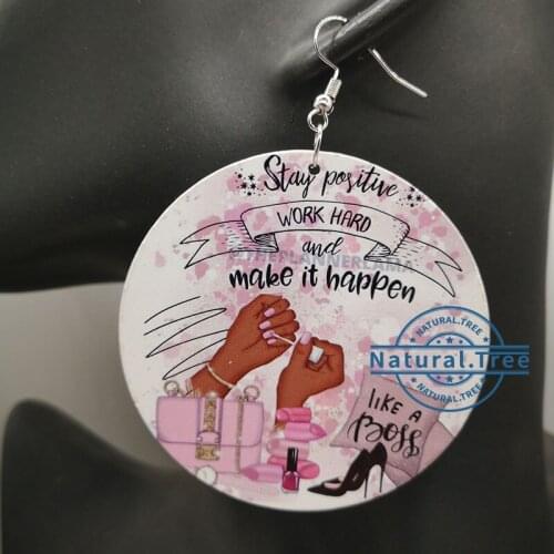 Free Shipping!I like A boss Wooden Earrings