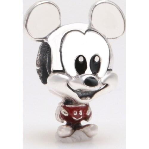 Bewill Hot Sale 925 Sterling Silver Mickey red pants charm Fit Original Bracelet Women Jewelry Making Gift