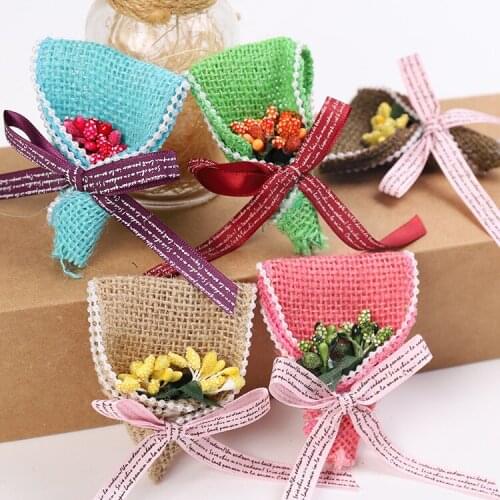 Color Decorative Linen Flower Handmade Diy Clothing Shoes and Hats Decoration Accessories