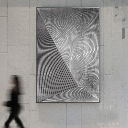 Modern Minimalist Black White Line Abstract Decorative Painting Living Room Floor Painting Porch Mural Office Hanging Painting