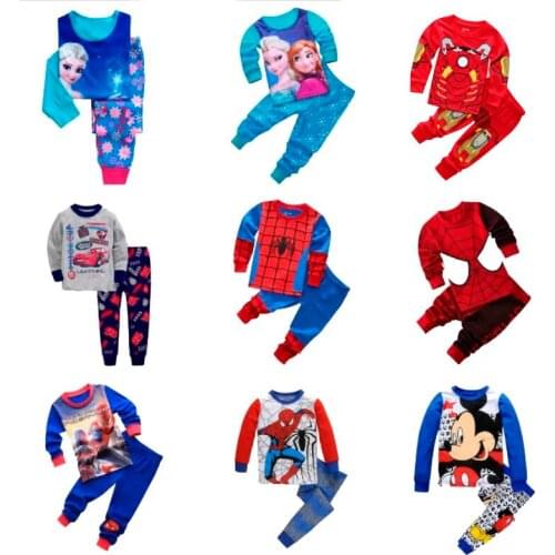 Childrens Pajamas Suit Boys Cartoon Spider Man Frozen Anna Elsa Pajamas Boys Childrens Pajamas Baby Pajamas Sleepwear
