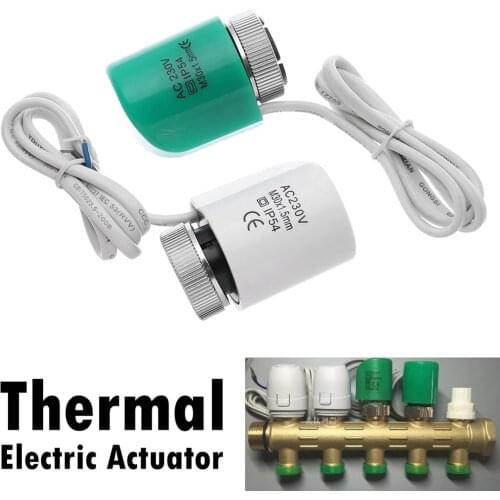 230V NO NC electric thermal actuator valve head for thermostat manifold underfloor heating radiator normally opened closed