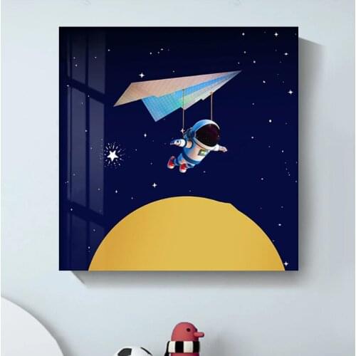 HD Blue Sky Galaxy Space Star Canvas Cartoon Spaceman Rocket Painting Wall Art Living Room Print Pictures Home Decor Nordic