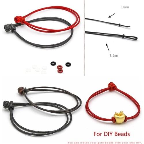 1mm 1.5mm Black Red Cotton Bracelet Rope Chains Chinese Knot Macrame Rattail for Beads String Cord Jewelry Making Gift 16cm 20cm