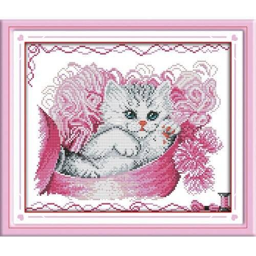 Everlasting Love Kitten And Wool Chinese Cross Stitch Kits Ecological Cotton Stamped 11CT DIY Gift Wedding Decoration For Home
