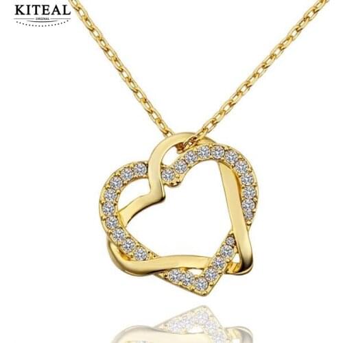KITEAL 2019 newest Gold color Girlfriend pendants double hollow heart love mothers day colares Elegant
