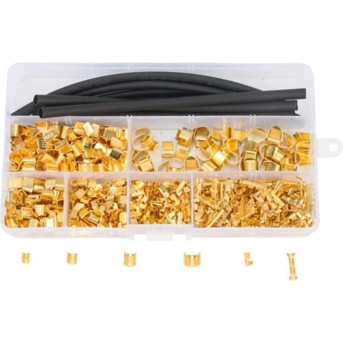 556Pcs Red Copper Cold-pressed Terminal Connector 454A/B/C Crimping Buckle U/C Shape Wire Clamp Crimp Terminals Connectors Kit