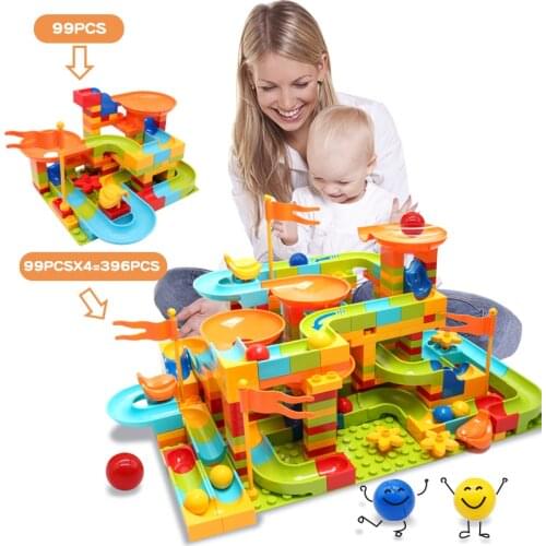 Big Size Assembly Blocks Marble Race Run Maze Ball Building Blocks Funnel Slide Building Bricks Toys For Children Kid Gifts